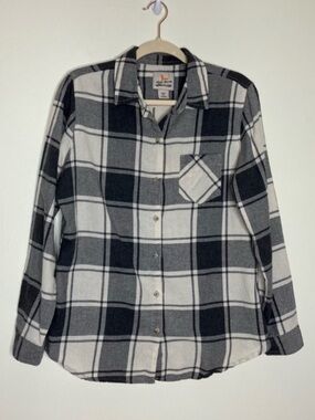 Field & Stream women’s gray plaid flannel button down shirt L